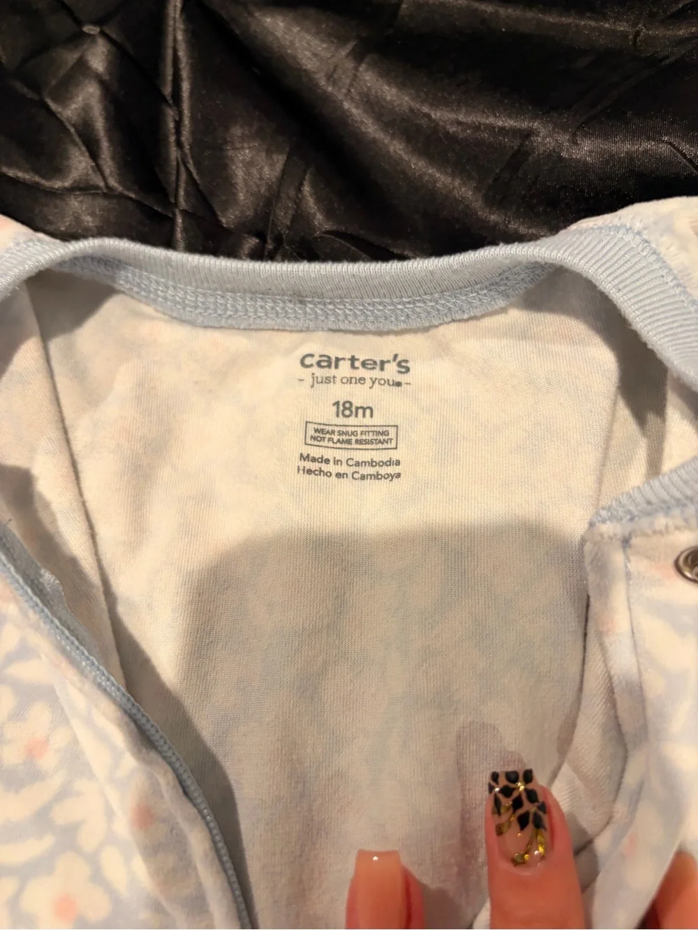 Baby Footed One-Piece Sleeper in Light Blue Floral Print